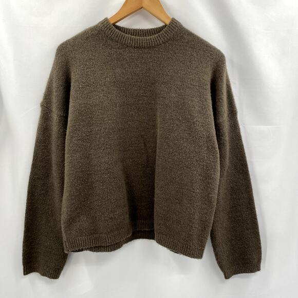 Oak + Fort Brown Boxy Crop Crew Sweater - Picture 1 of 4